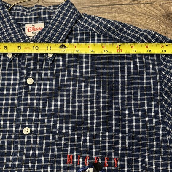 Vintage Disney Mickey Mouse Shirt Mens Small Plaid Button Down Embroidered 90s - Picture 5 of 8